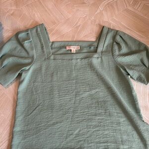Timing Sage Green Square Neck Blouse